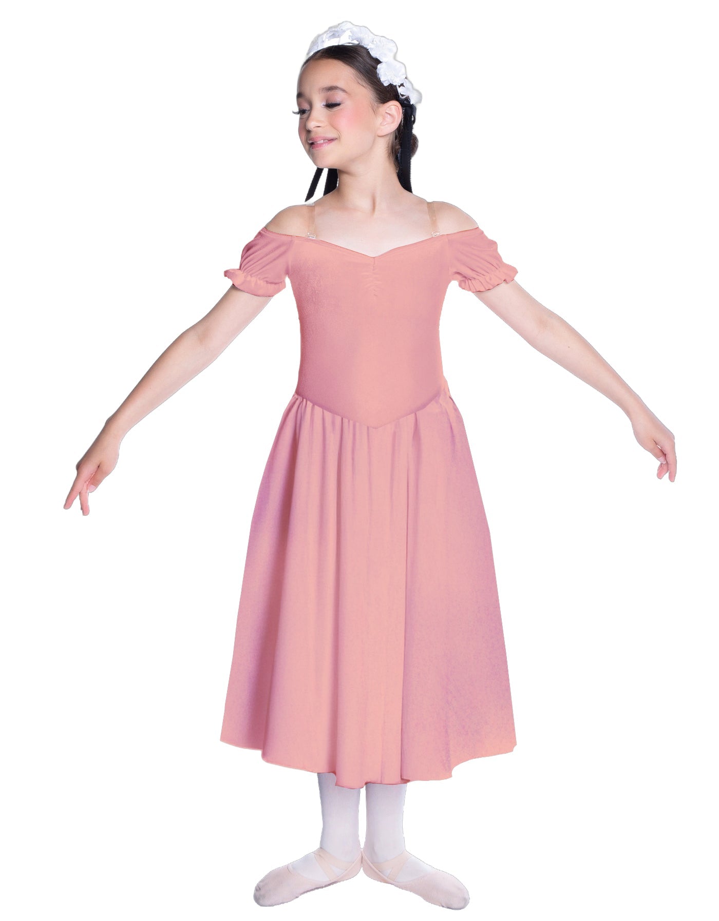 Solid Lycra Off The Shoulder Puff Sleeve Dress