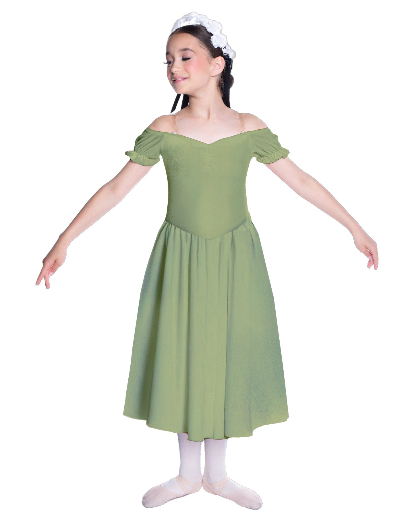 Solid Lycra Off The Shoulder Puff Sleeve Dress