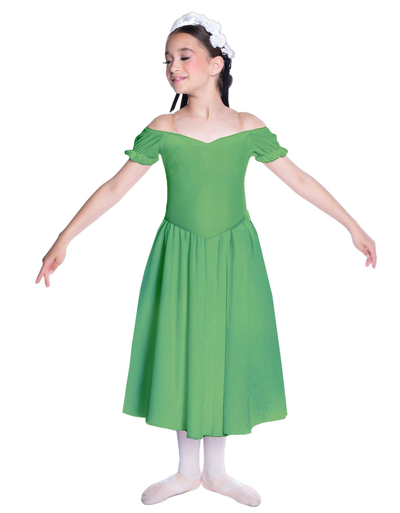 Solid Lycra Off The Shoulder Puff Sleeve Dress