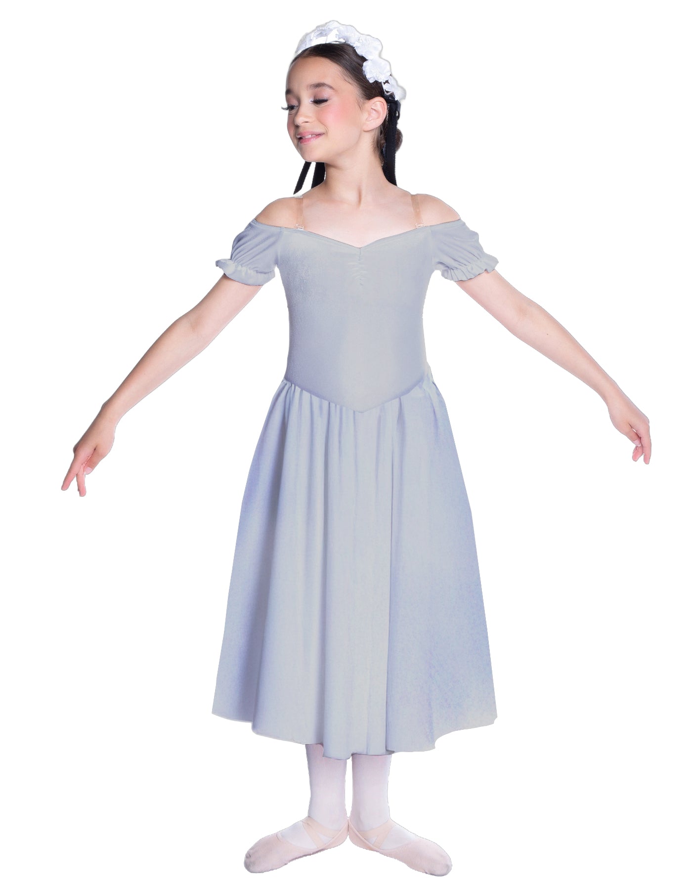 Solid Lycra Off The Shoulder Puff Sleeve Dress