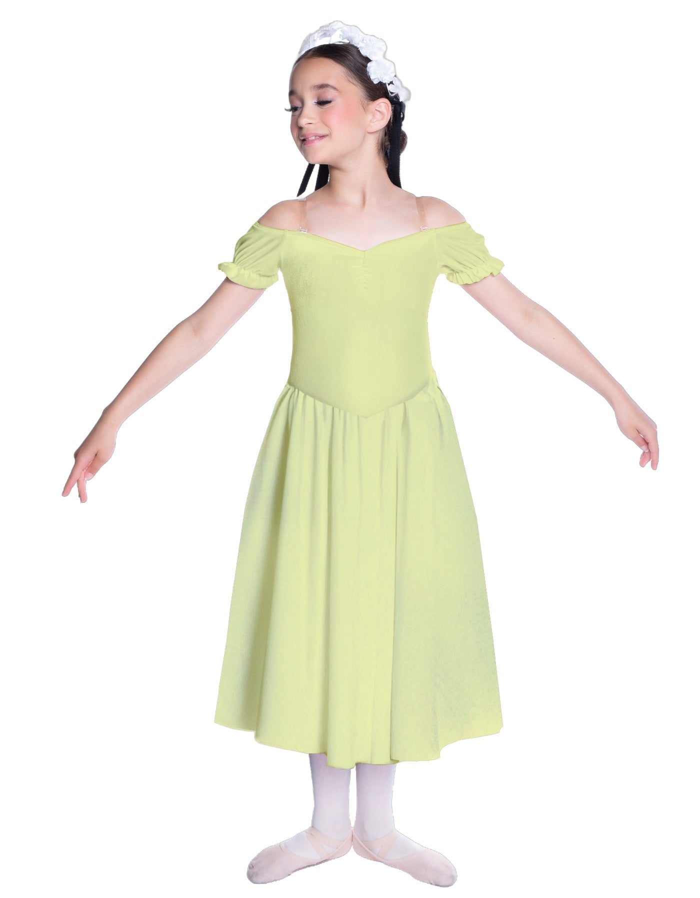 Solid Lycra Off The Shoulder Puff Sleeve Dress