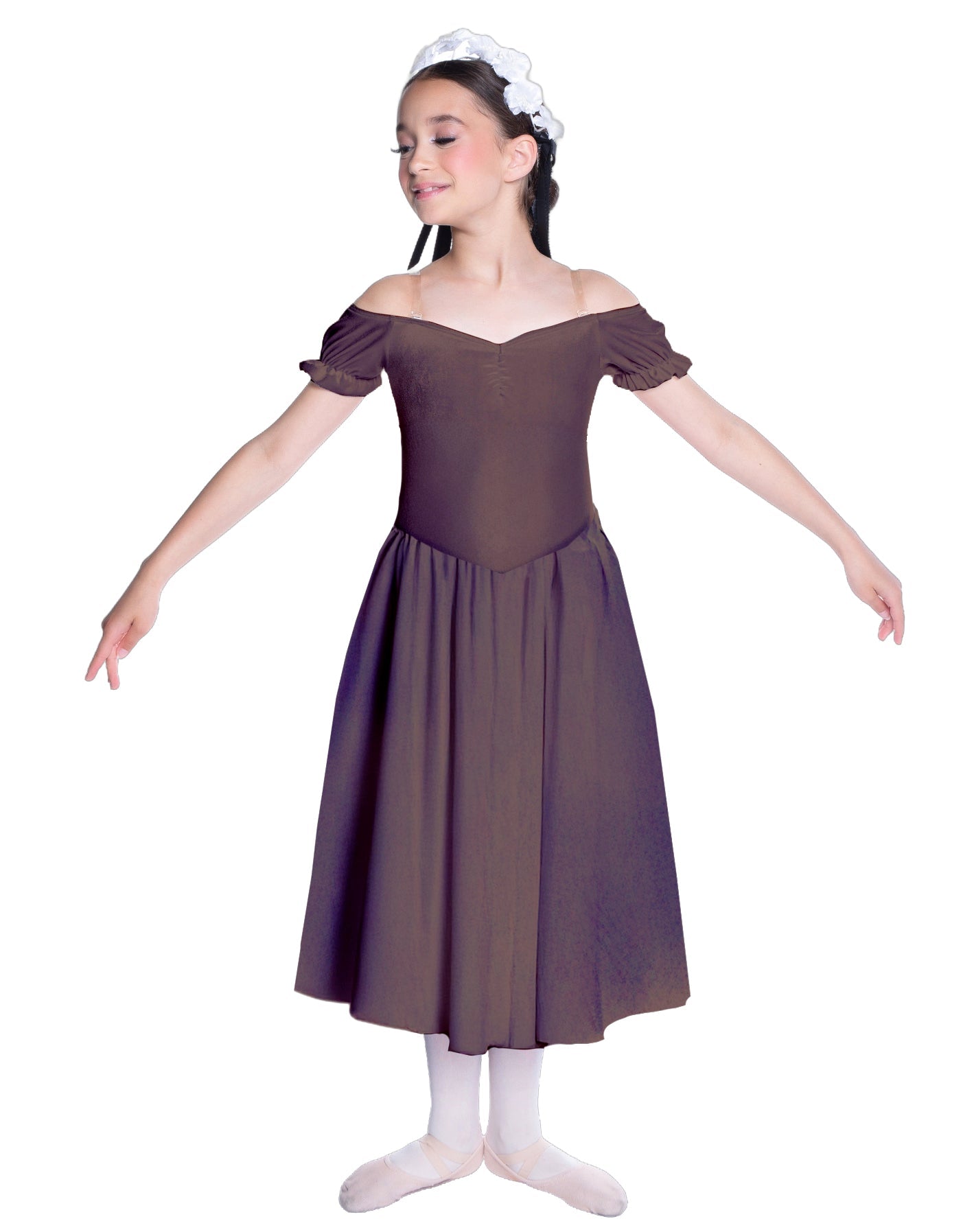 Solid Lycra Off The Shoulder Puff Sleeve Dress
