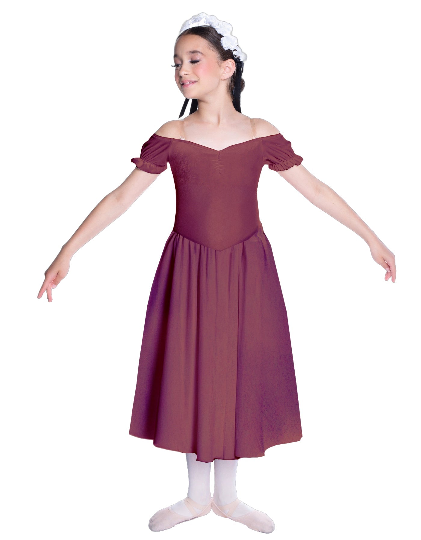 Solid Lycra Off The Shoulder Puff Sleeve Dress
