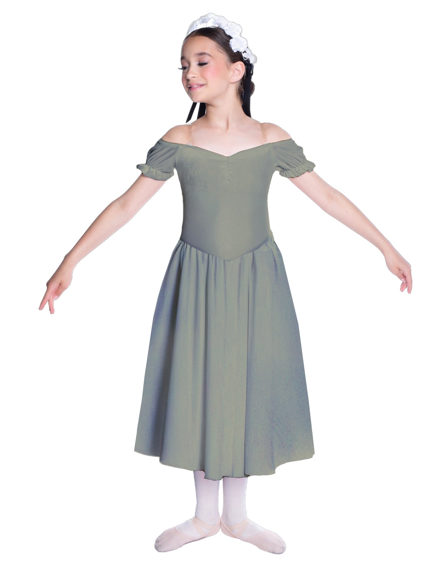 Solid Lycra Off The Shoulder Puff Sleeve Dress