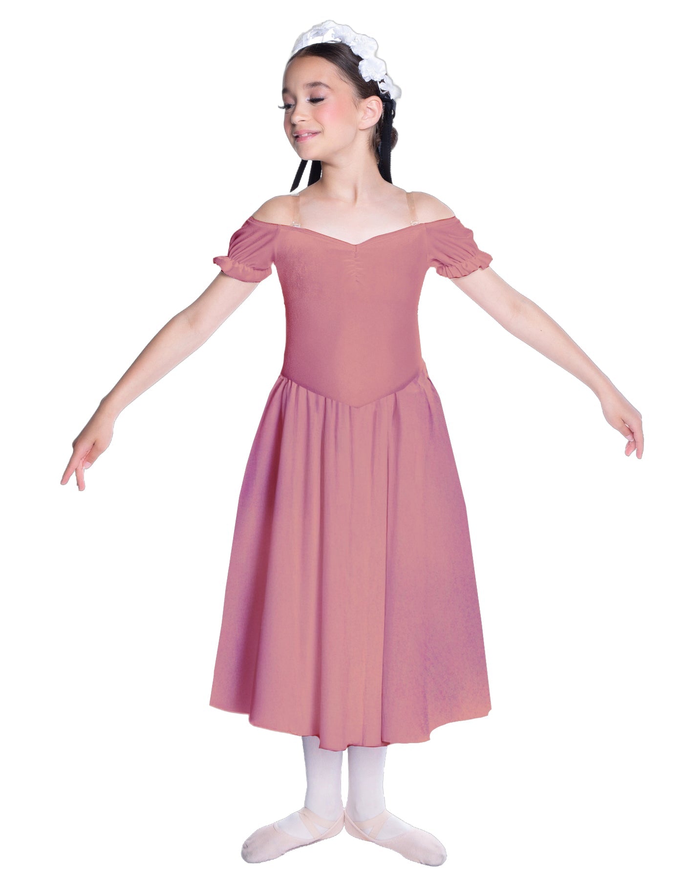 Solid Lycra Off The Shoulder Puff Sleeve Dress