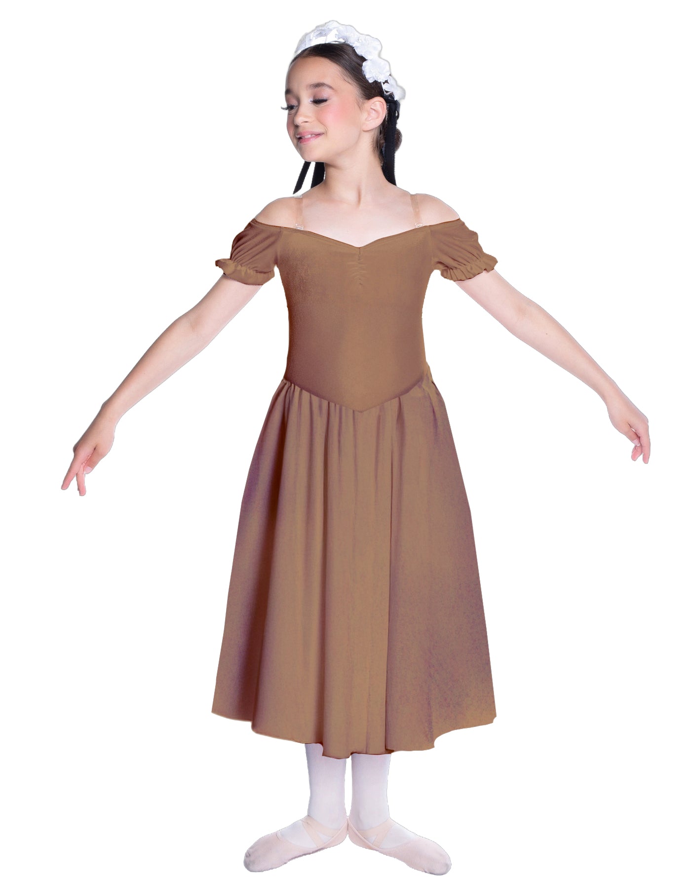 Solid Lycra Off The Shoulder Puff Sleeve Dress