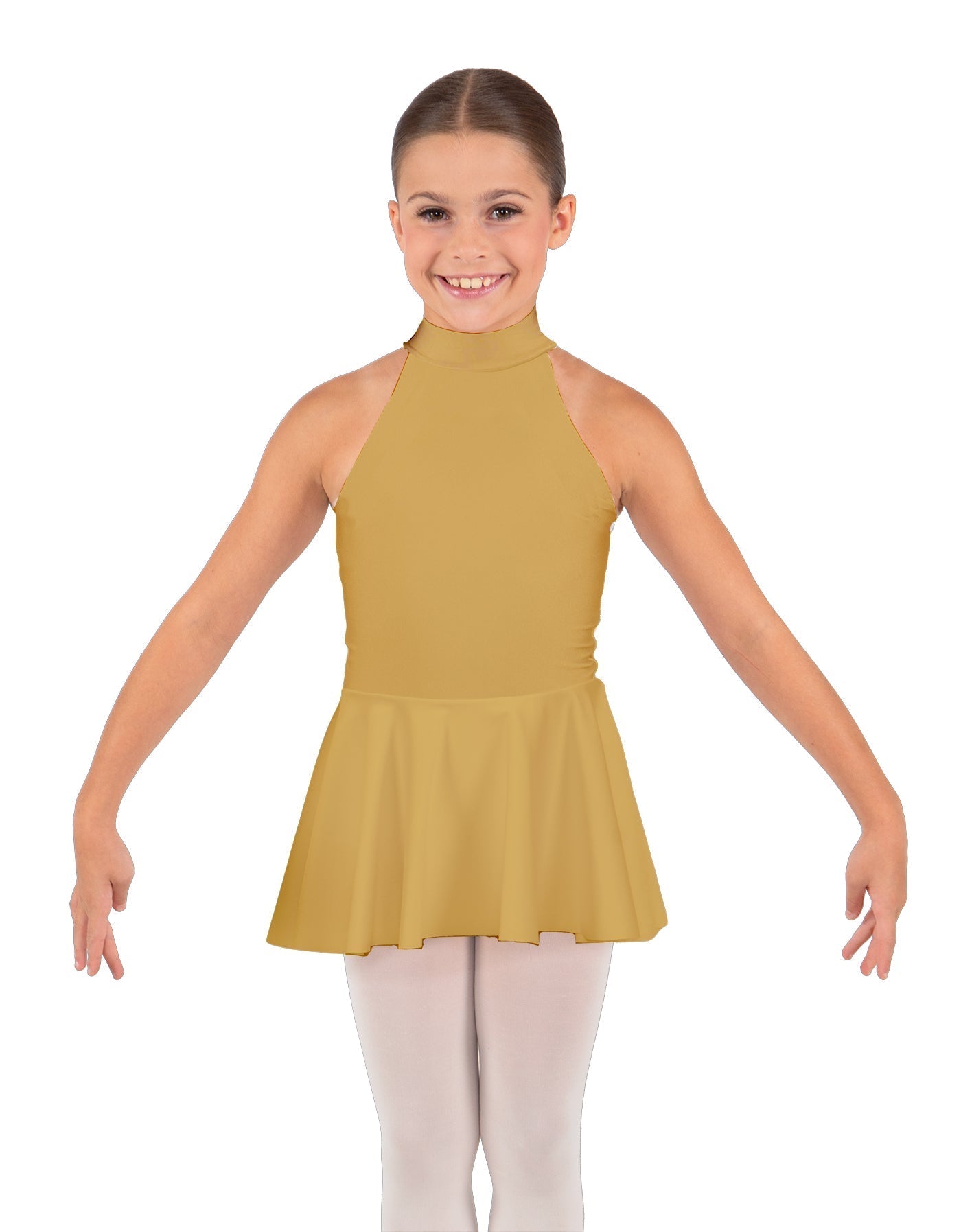 Solid Lycra Halter Collar Dress