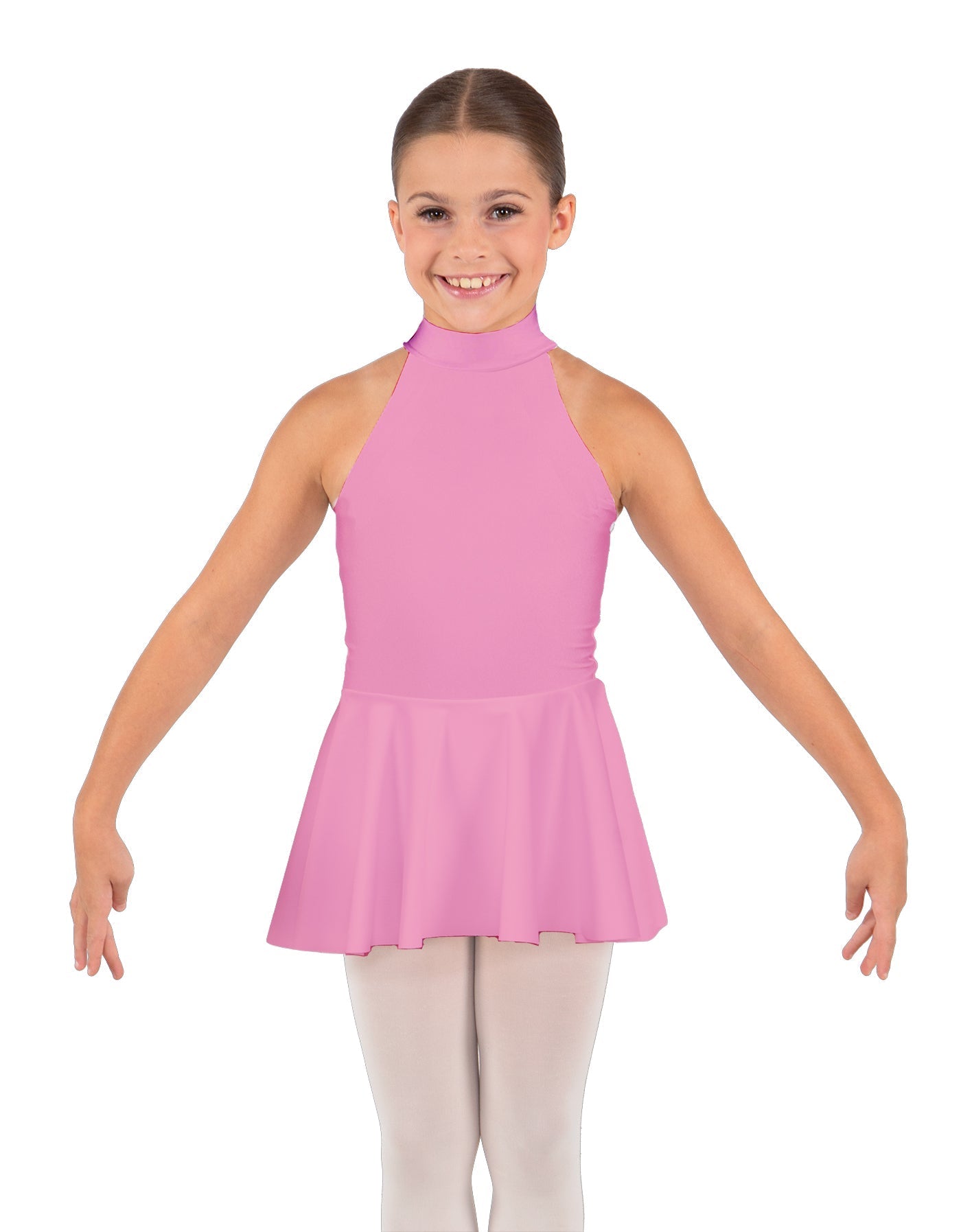 Solid Lycra Halter Collar Dress