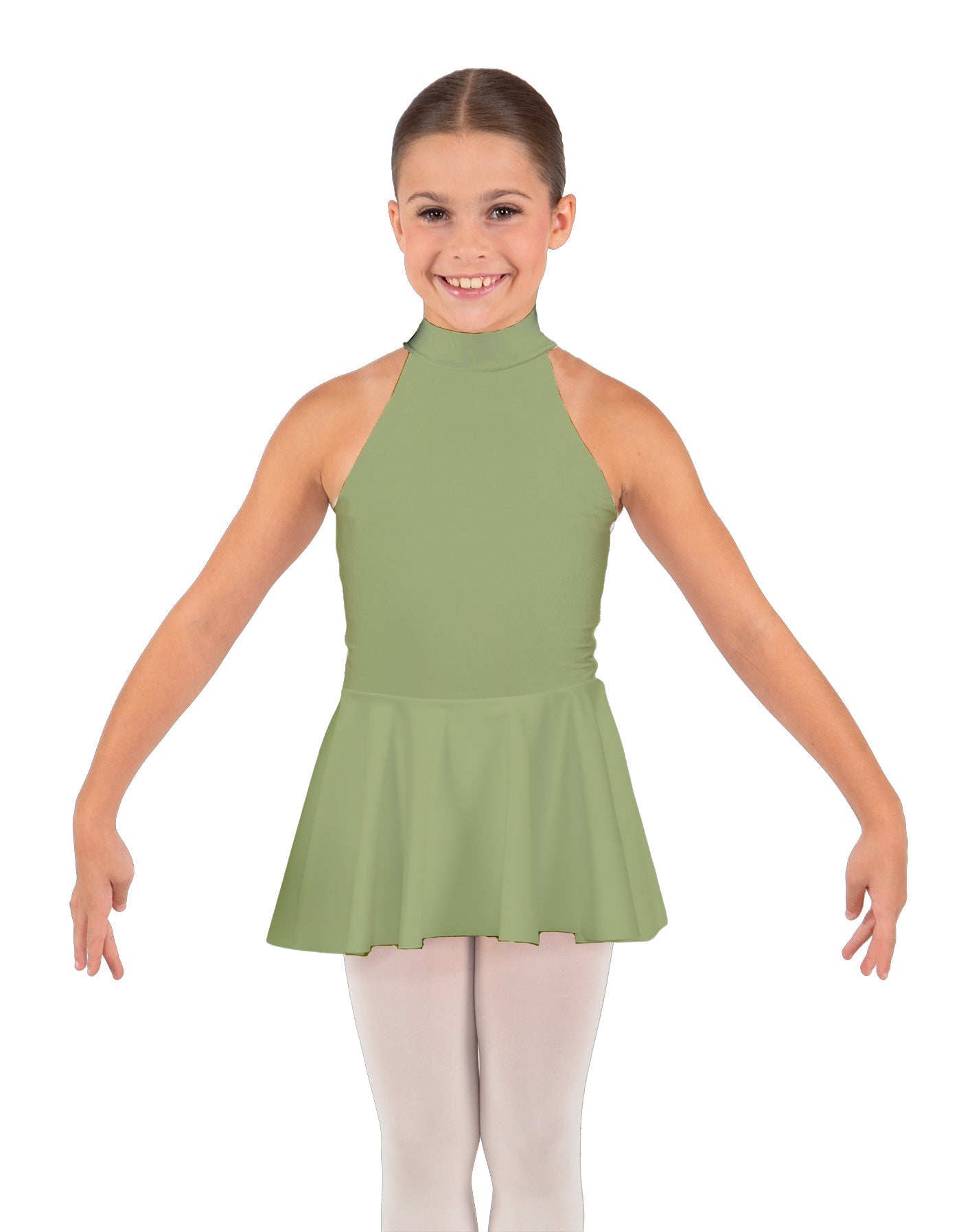 Solid Lycra Halter Collar Dress