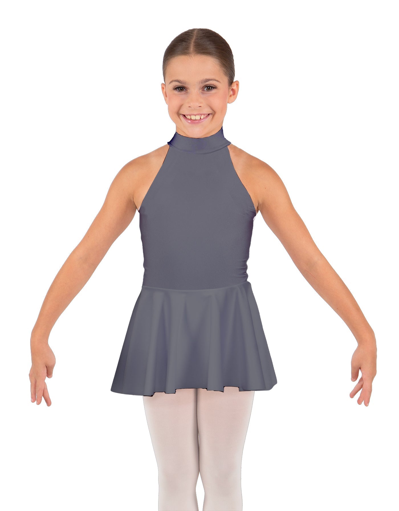 Solid Lycra Halter Collar Dress
