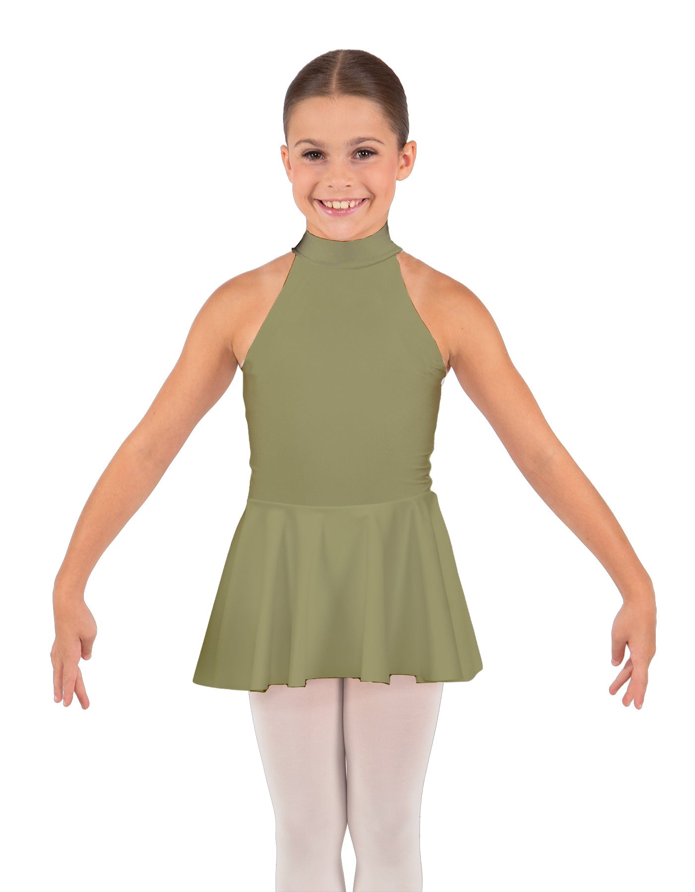 Solid Lycra Halter Collar Dress