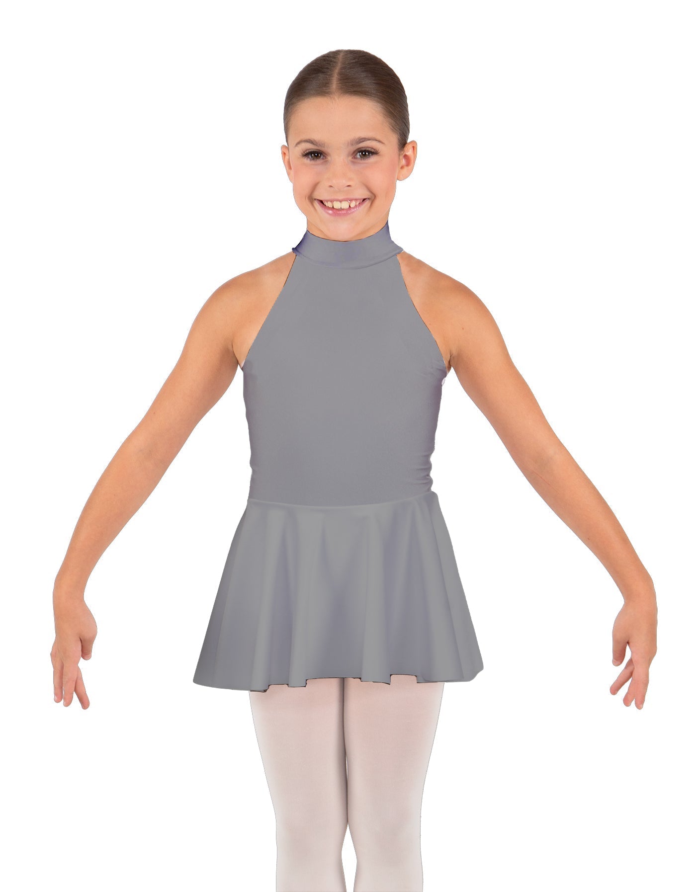 Solid Lycra Halter Collar Dress