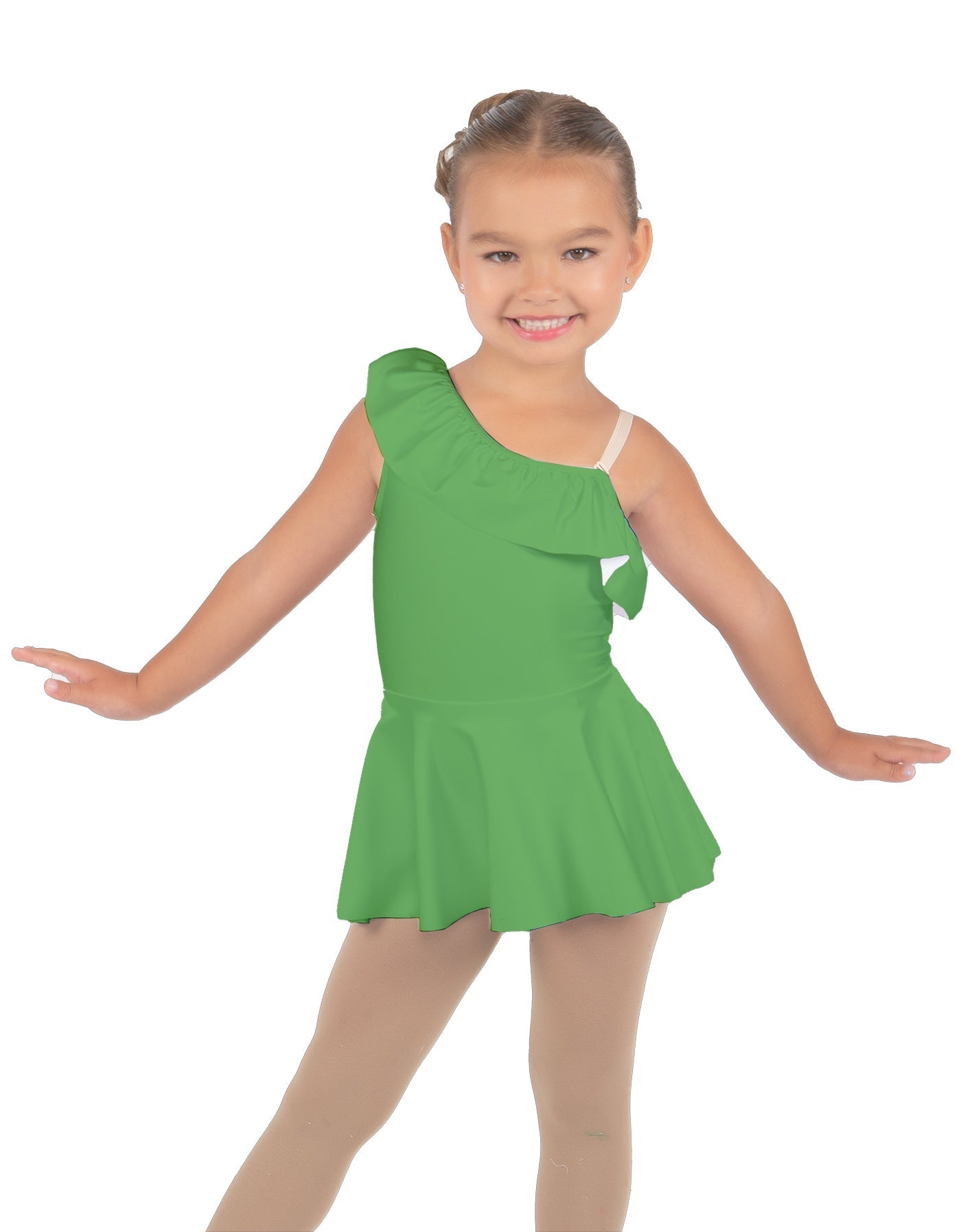 Solid Lycra One Shoulder w Ruffle Dress
