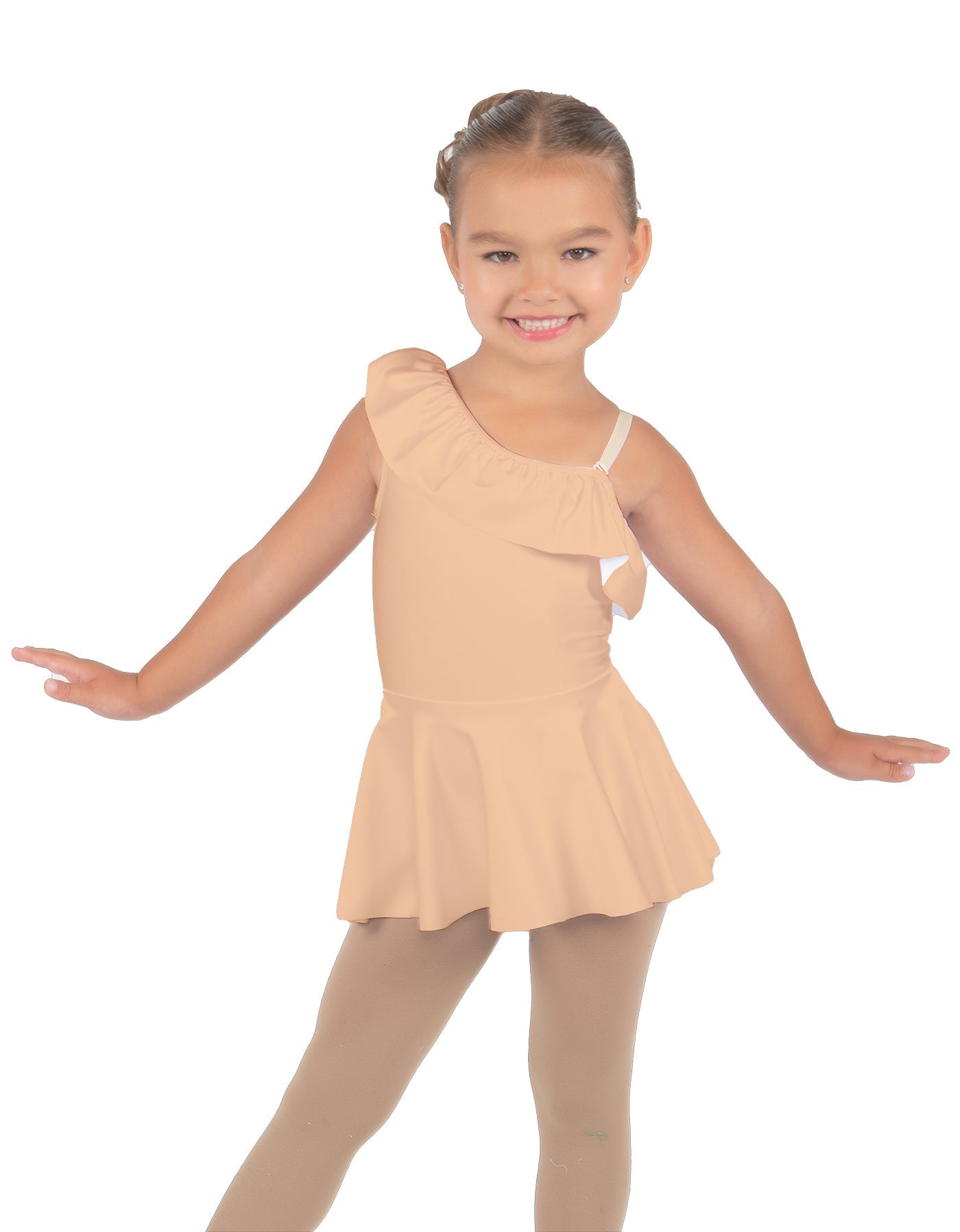 Solid Lycra One Shoulder w Ruffle Dress