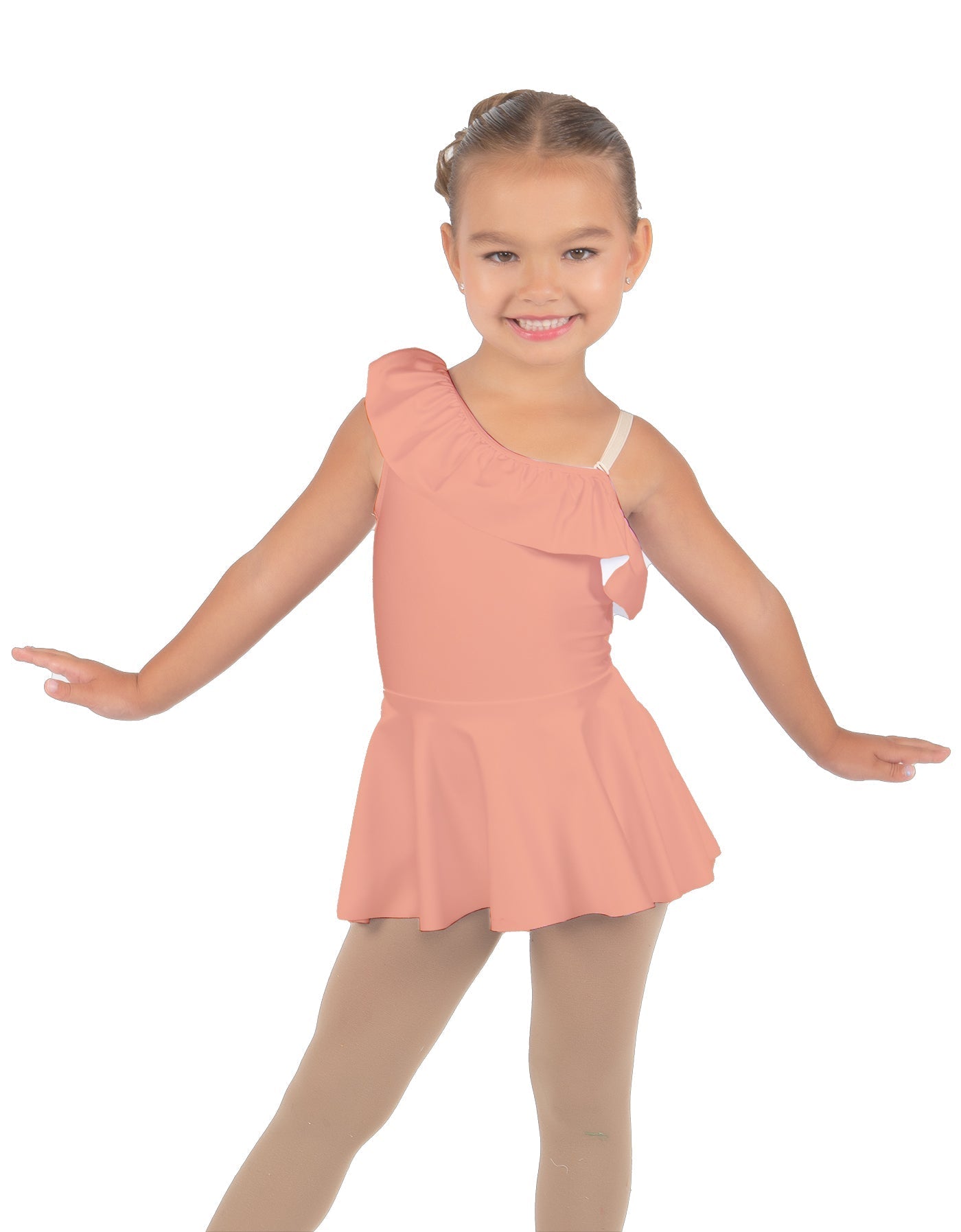 Solid Lycra One Shoulder w Ruffle Dress