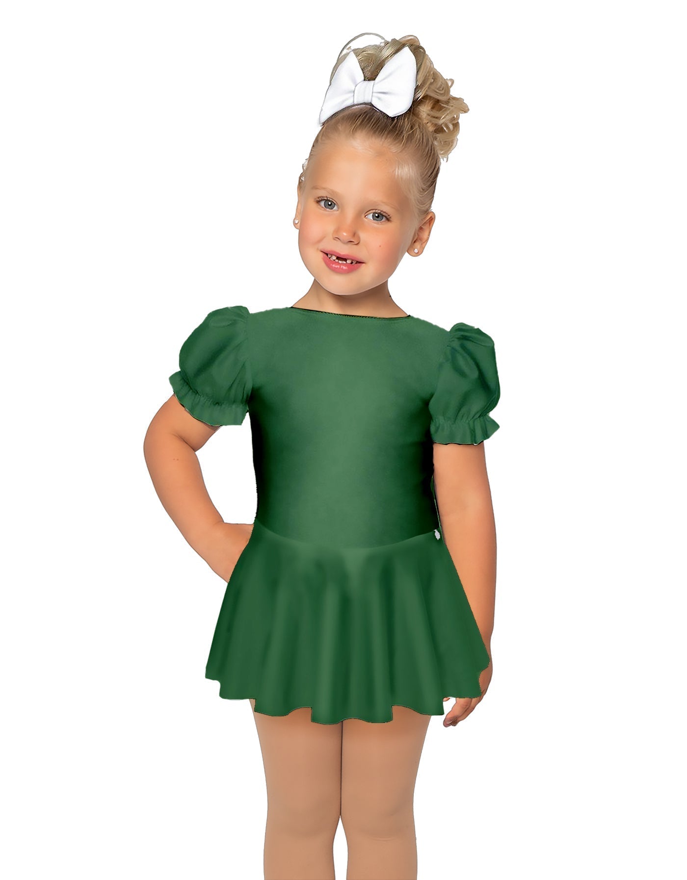 Solid Lycra Puff Sleeve Dress