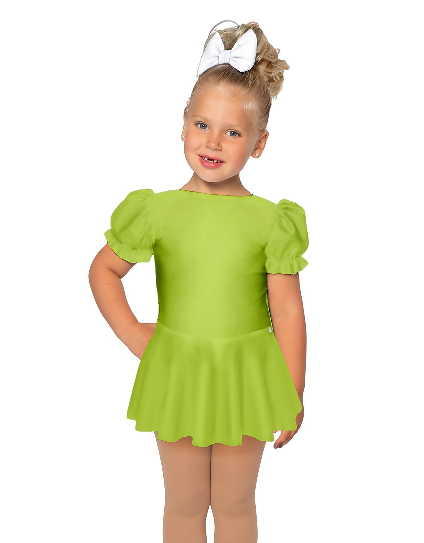 Solid Lycra Puff Sleeve Dress