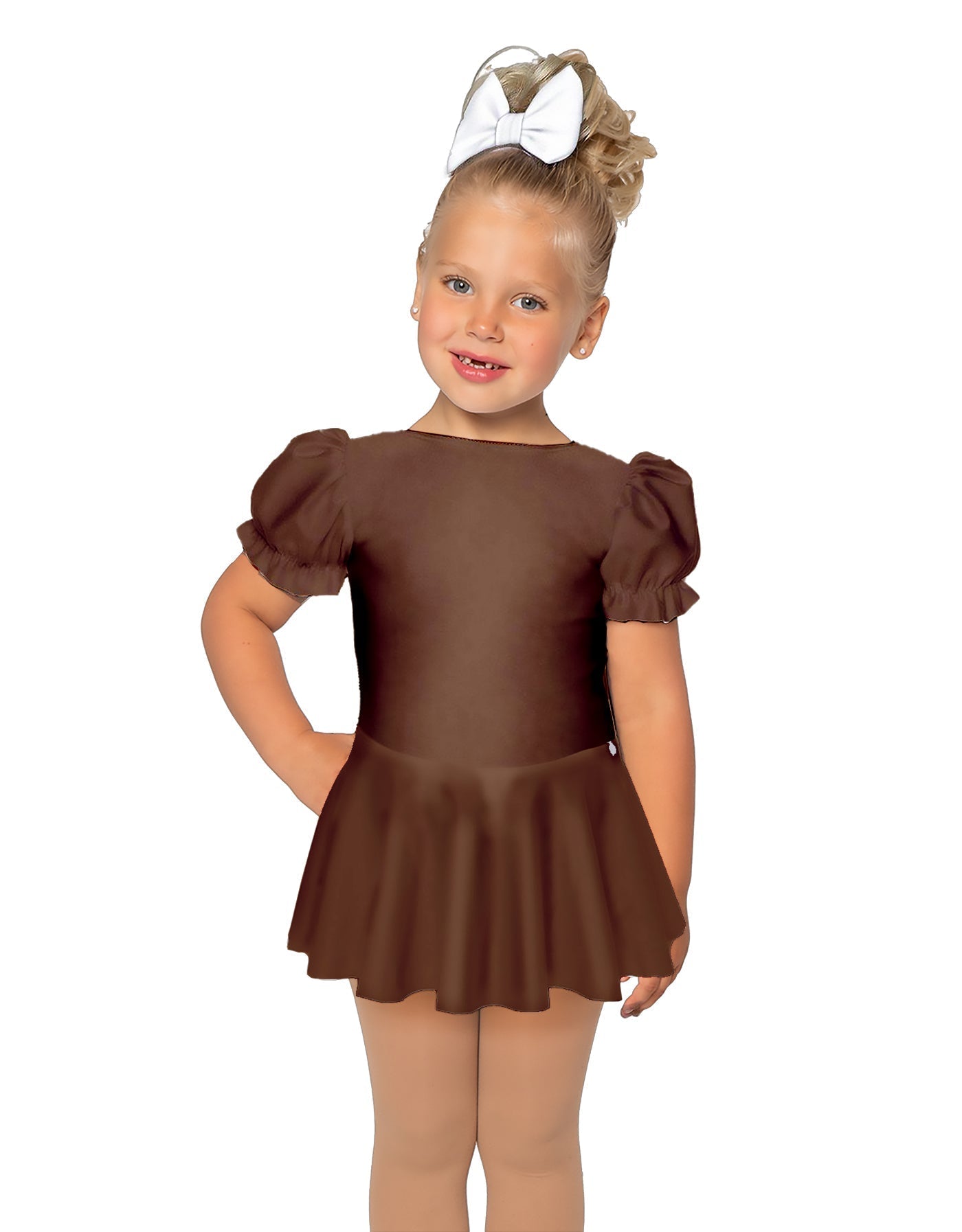 Solid Lycra Puff Sleeve Dress