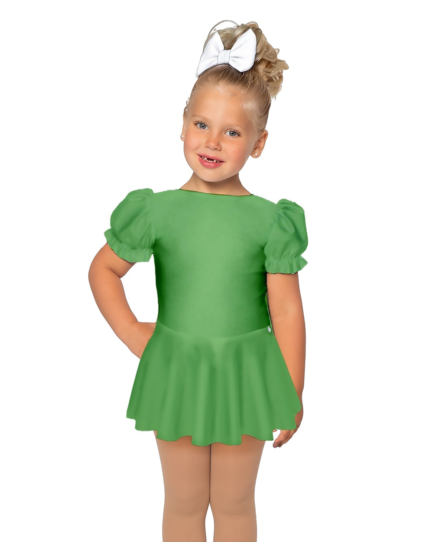 Solid Lycra Puff Sleeve Dress