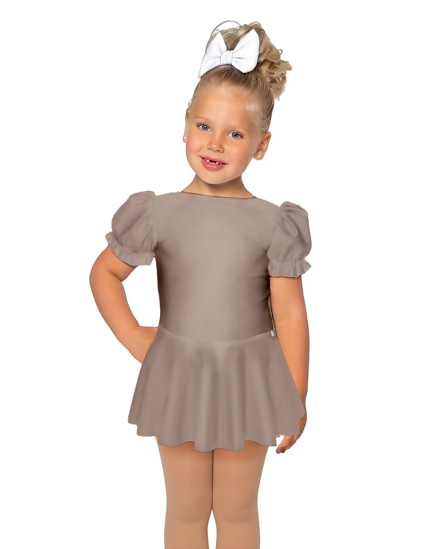 Solid Lycra Puff Sleeve Dress