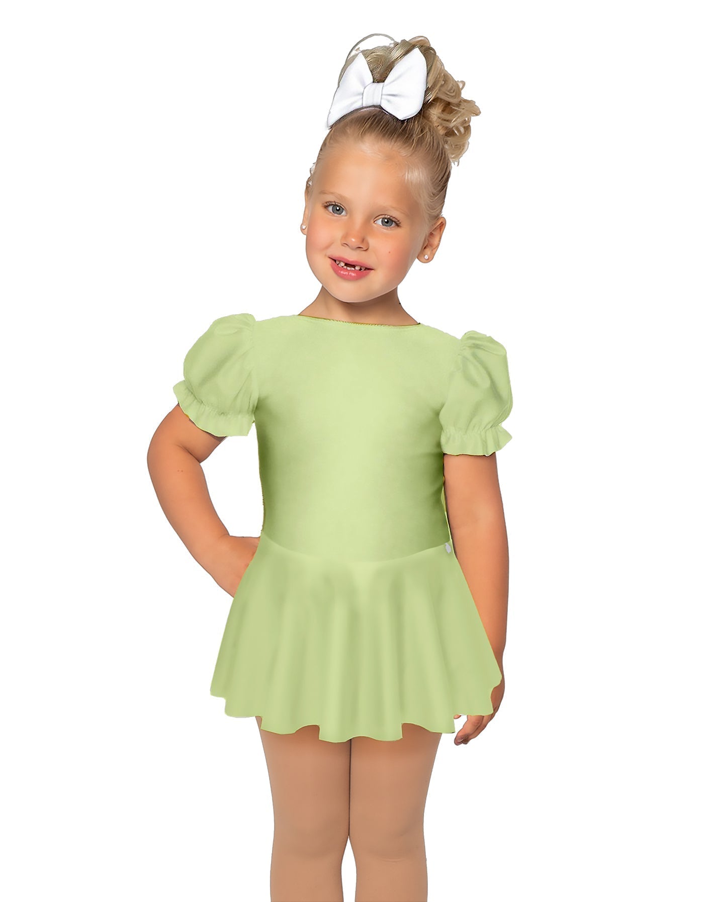 Solid Lycra Puff Sleeve Dress