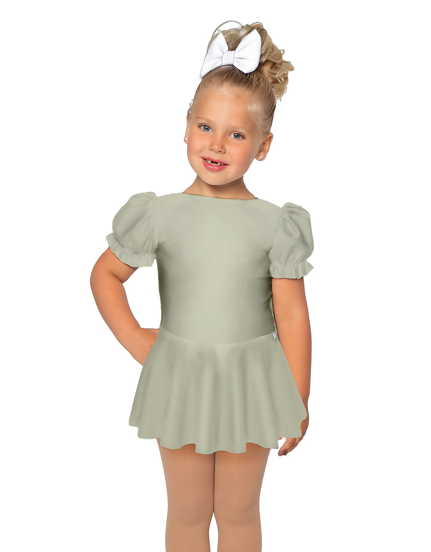 Solid Lycra Puff Sleeve Dress