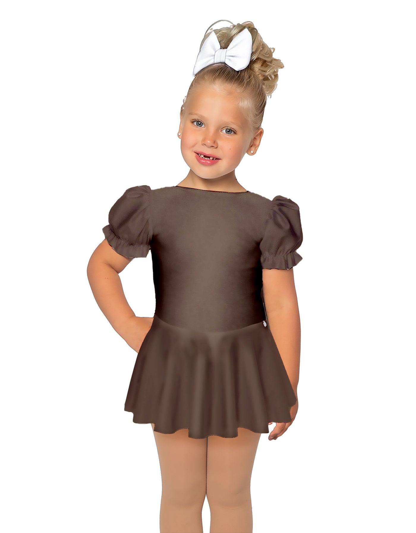 Solid Lycra Puff Sleeve Dress