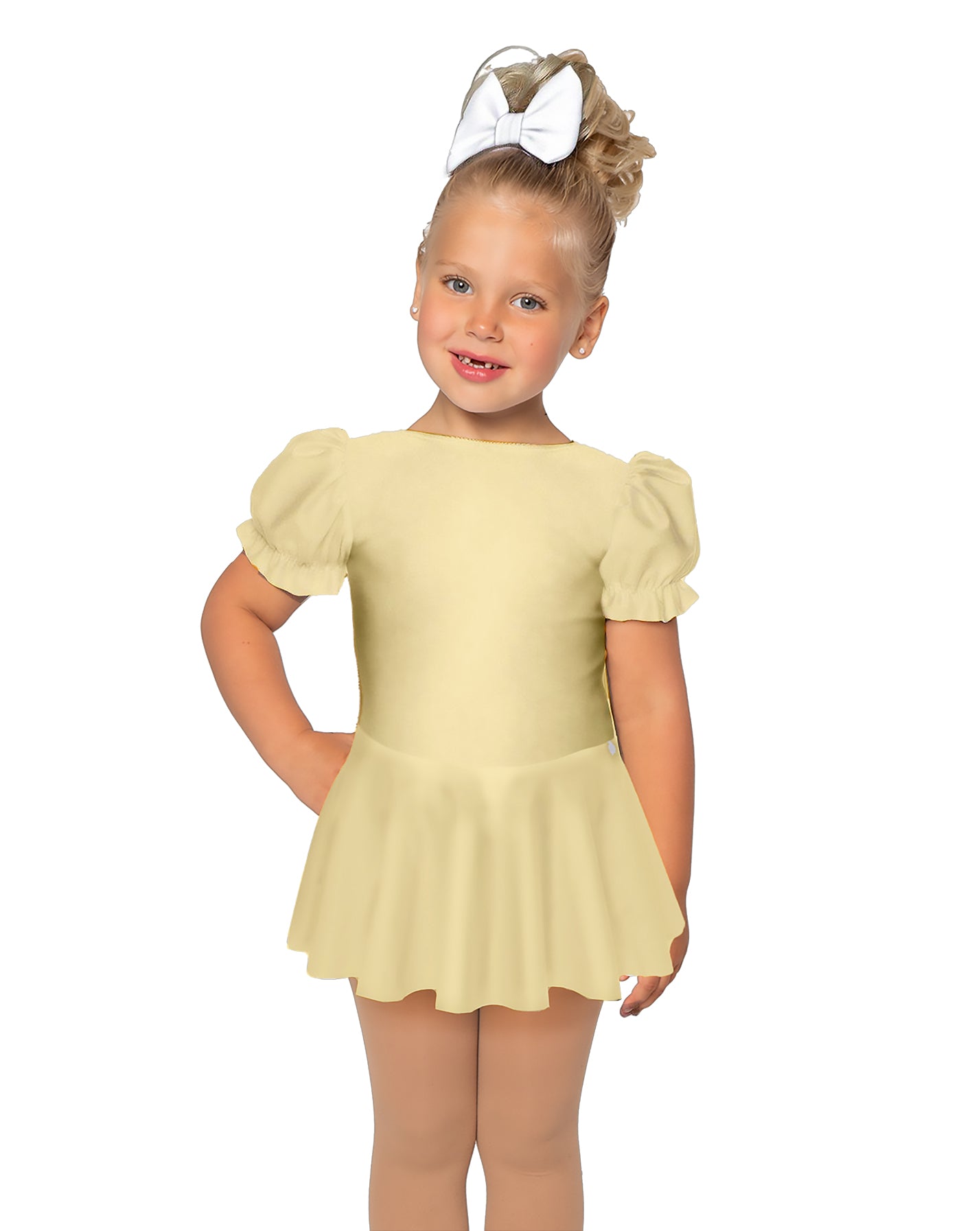 Solid Lycra Puff Sleeve Dress