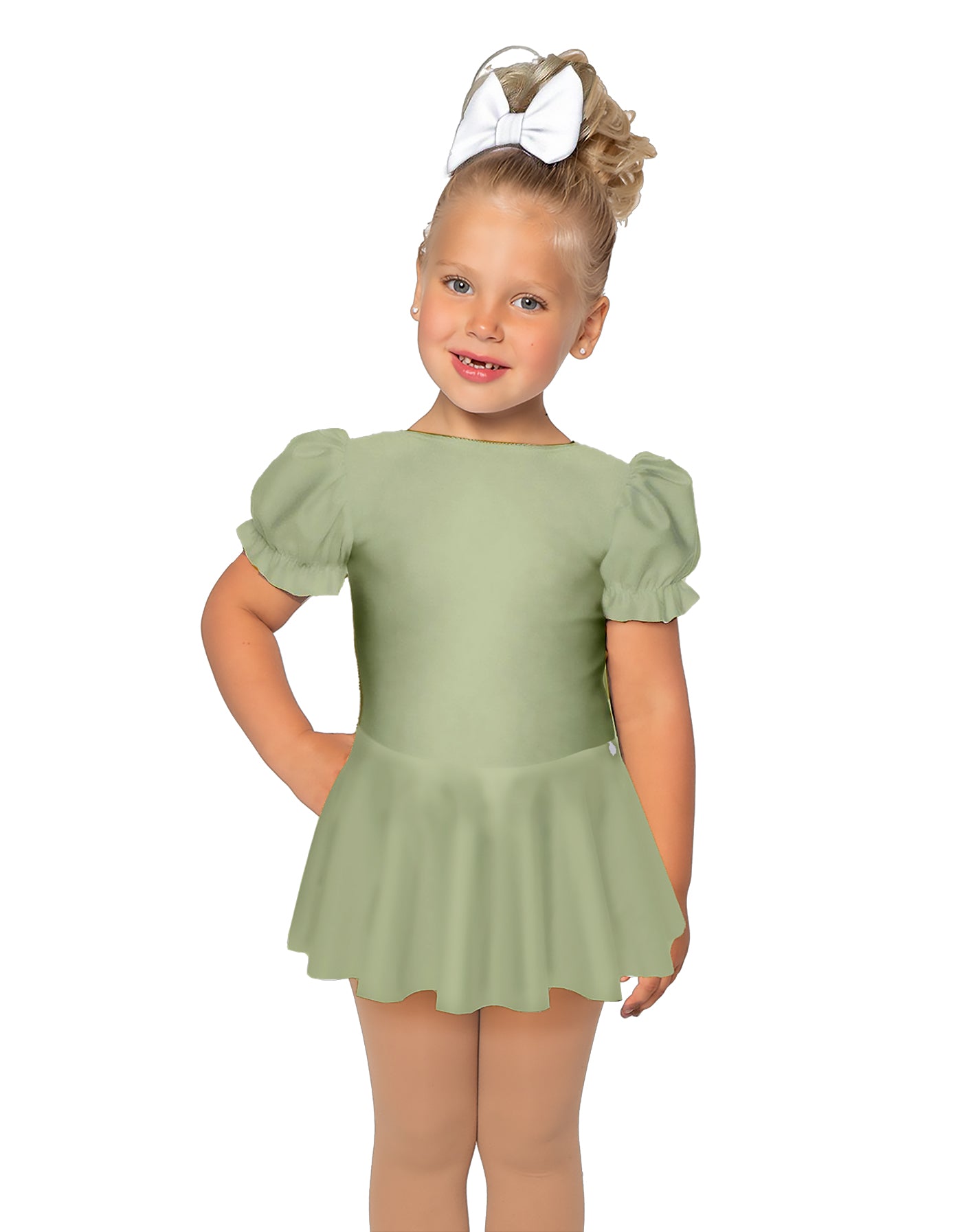 Solid Lycra Puff Sleeve Dress