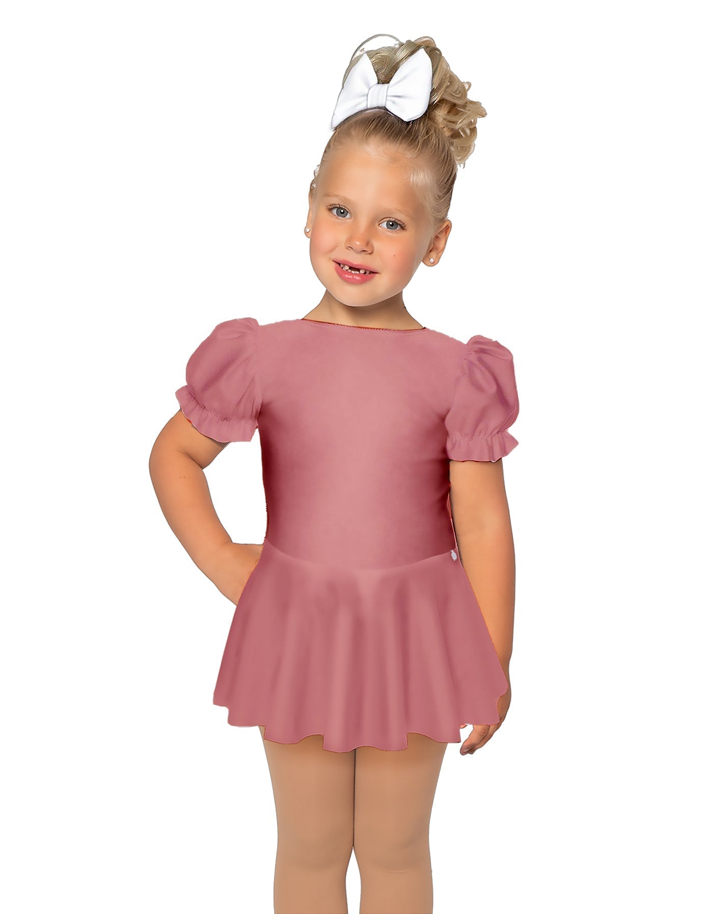 Solid Lycra Puff Sleeve Dress
