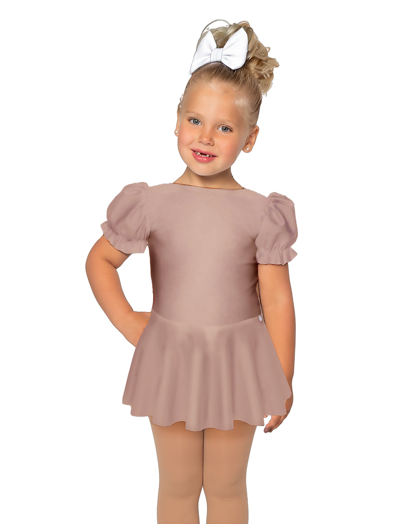 Solid Lycra Puff Sleeve Dress