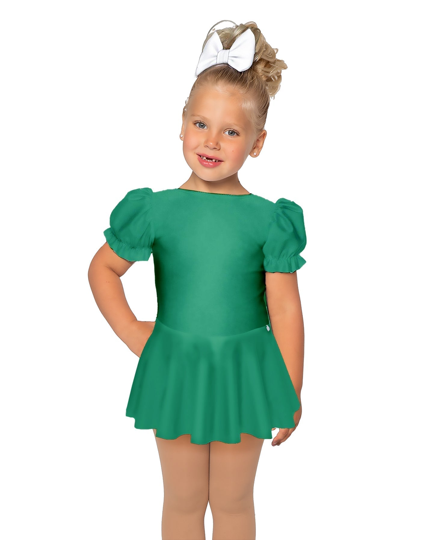 Solid Lycra Puff Sleeve Dress