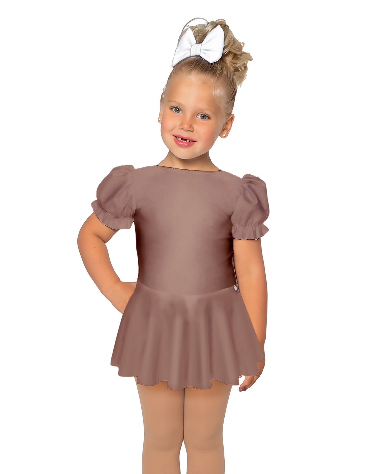 Solid Lycra Puff Sleeve Dress