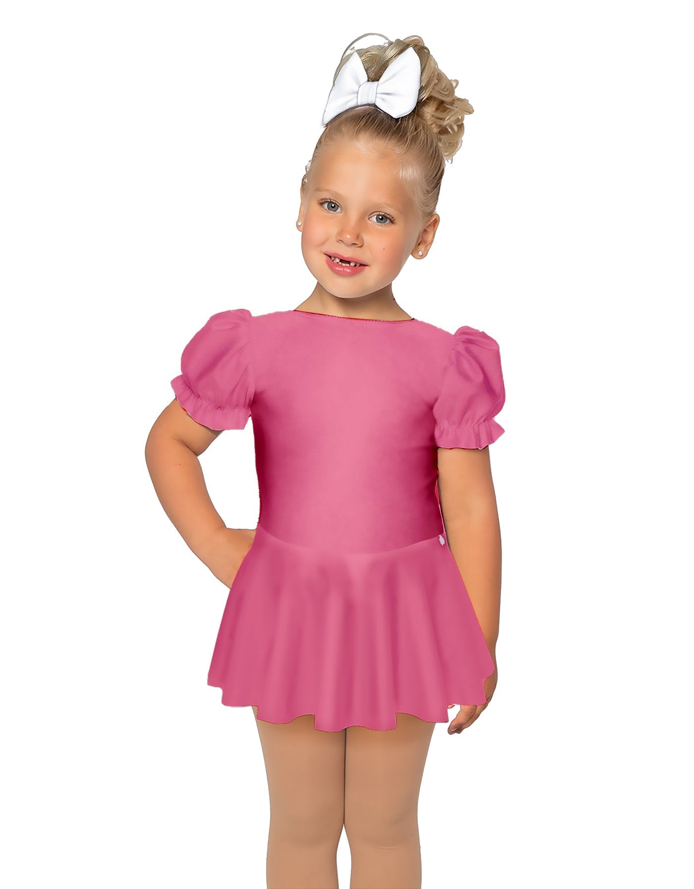 Solid Lycra Puff Sleeve Dress