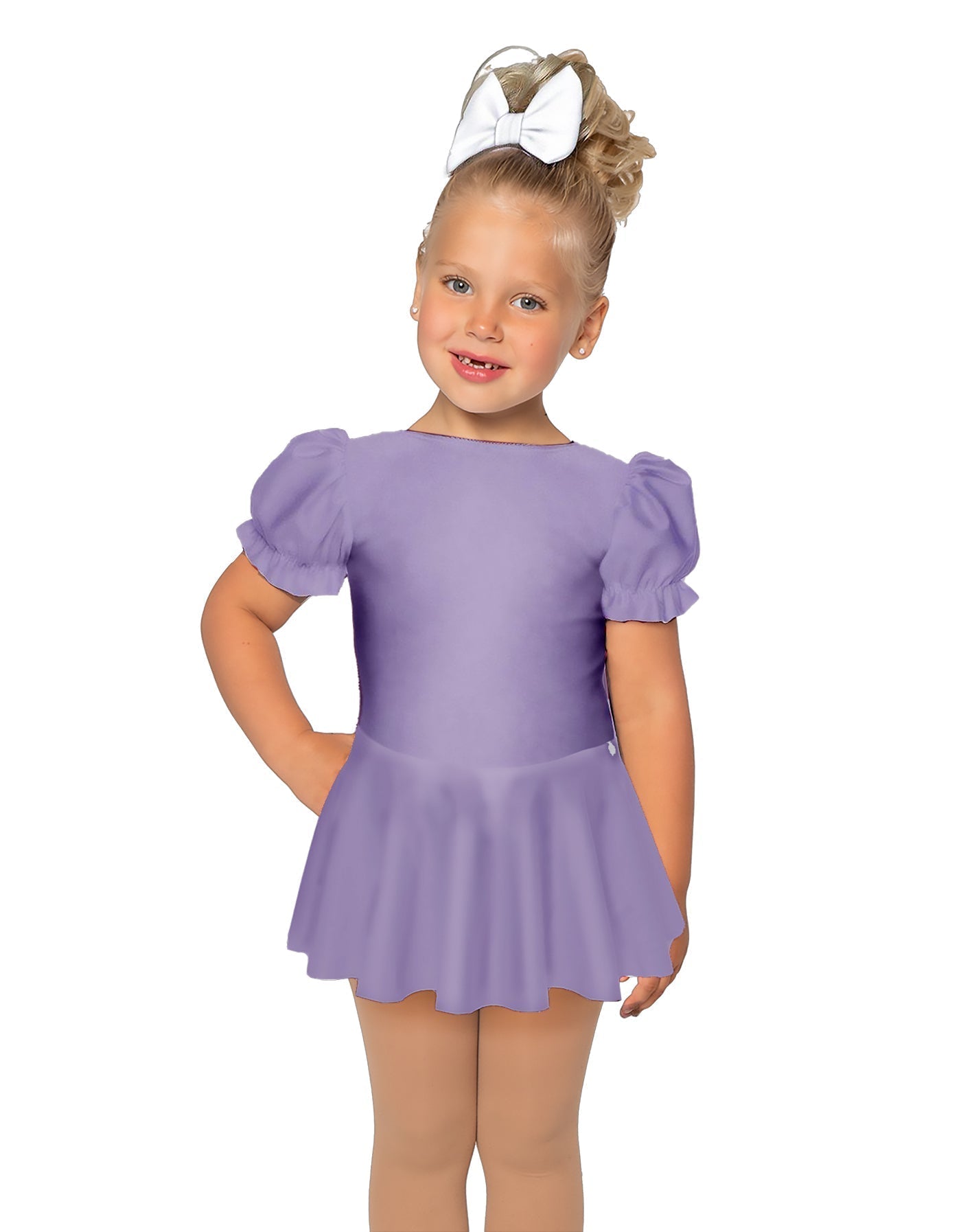 Solid Lycra Puff Sleeve Dress