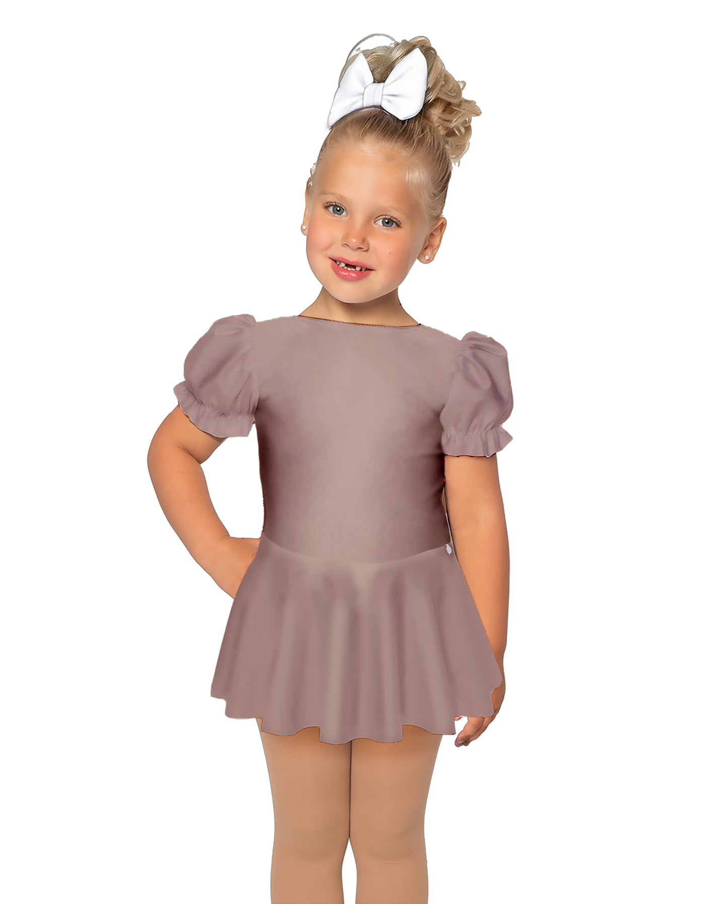 Solid Lycra Puff Sleeve Dress