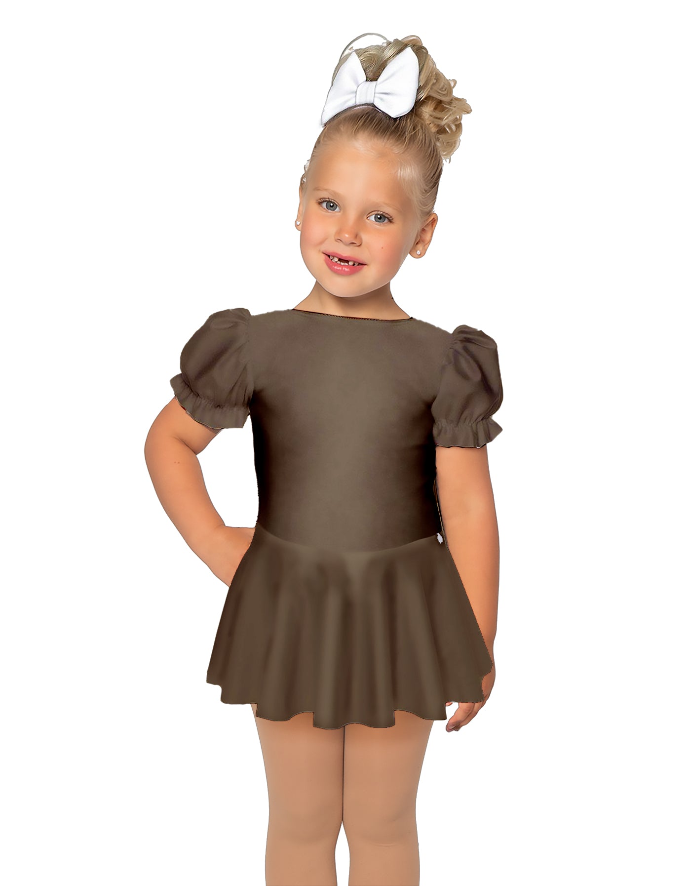 Solid Lycra Puff Sleeve Dress
