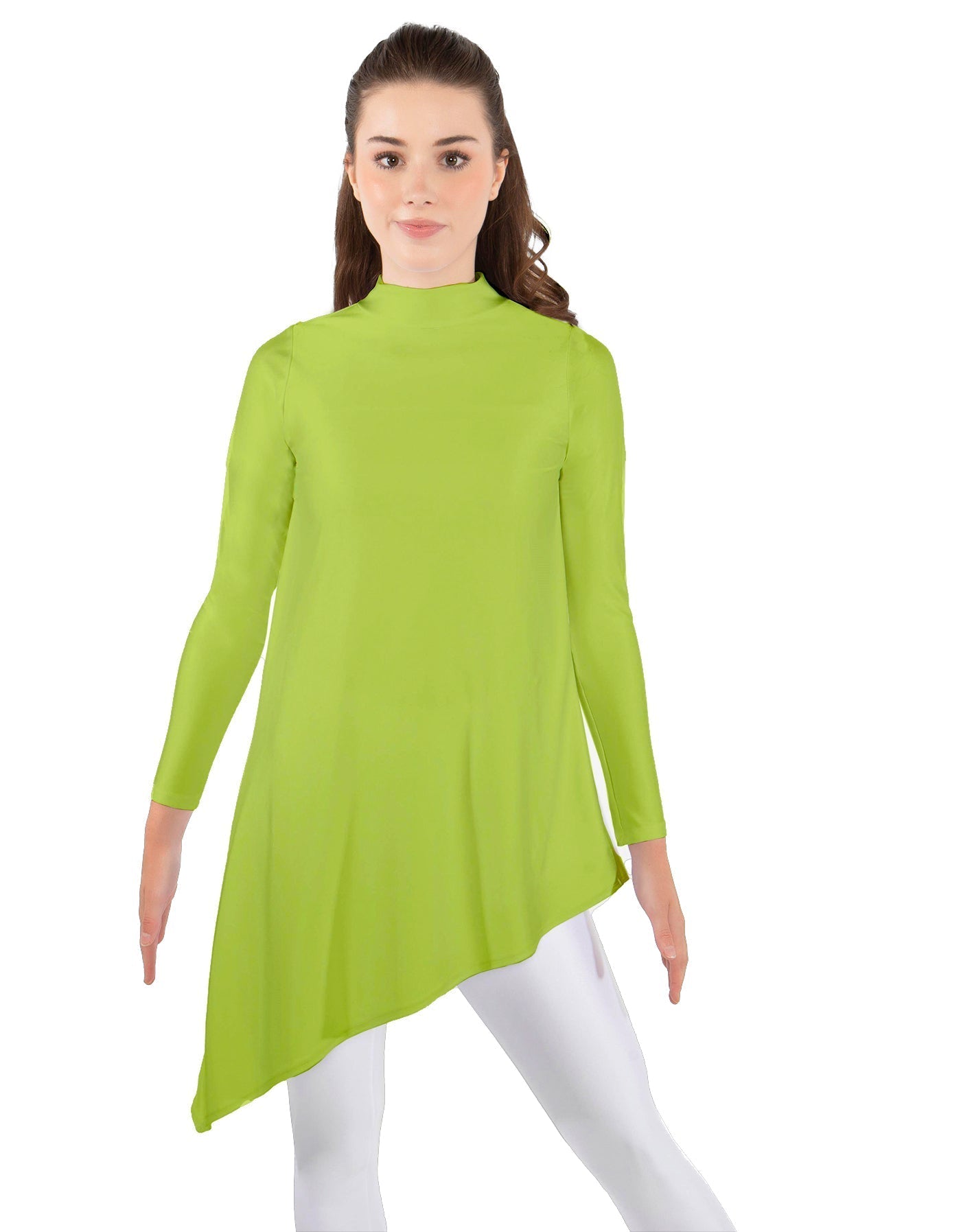 Solid Lycra LS T Neck Tunic Asymetric Skirt