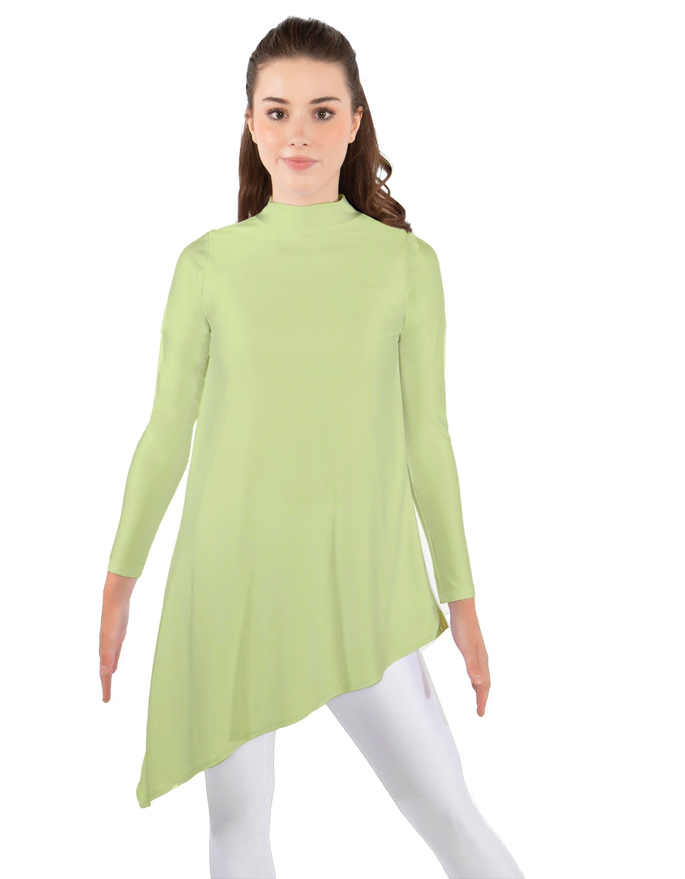 Solid Lycra LS T Neck Tunic Asymetric Skirt