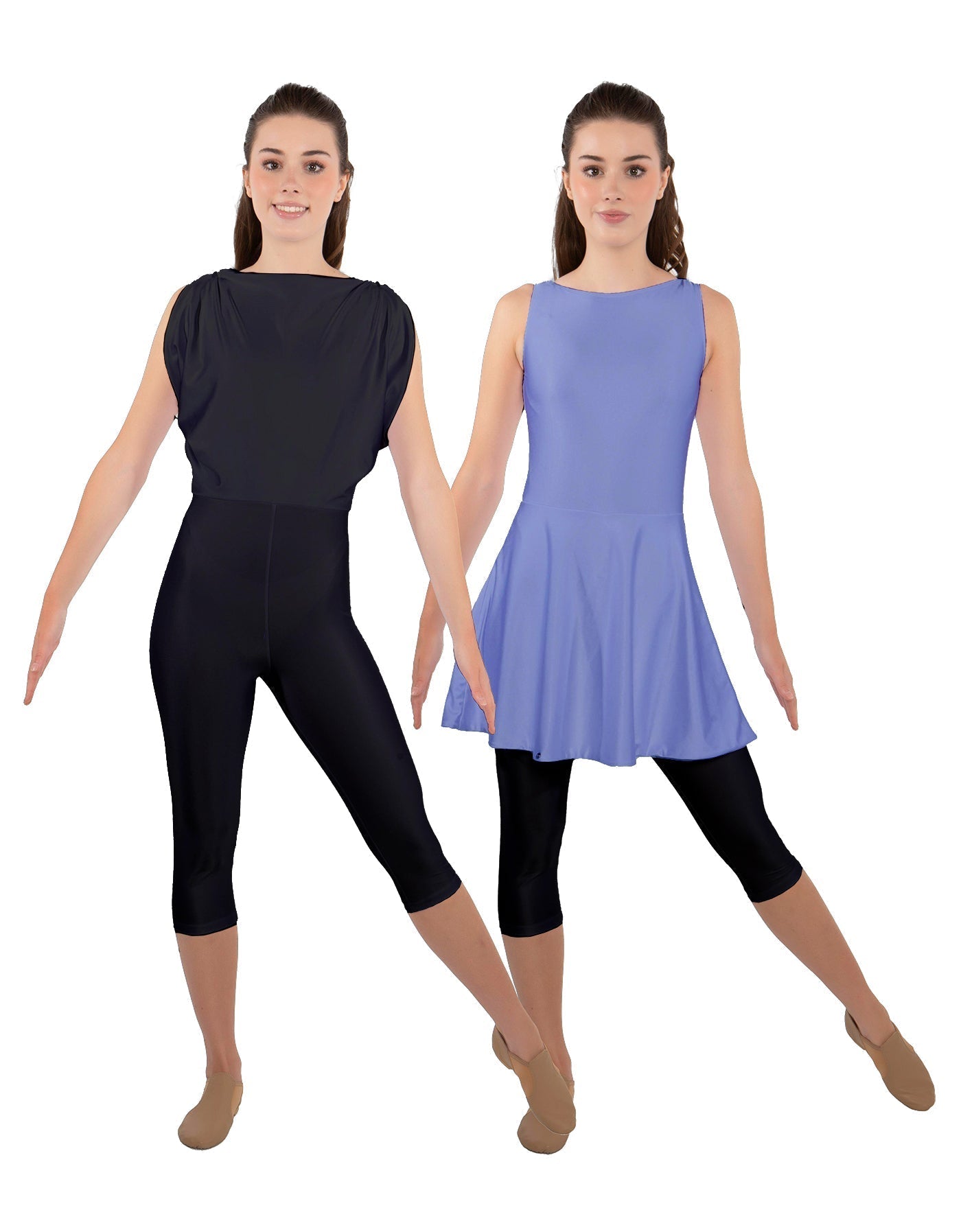 Solid Lycra Convertible Dress Tank Capri