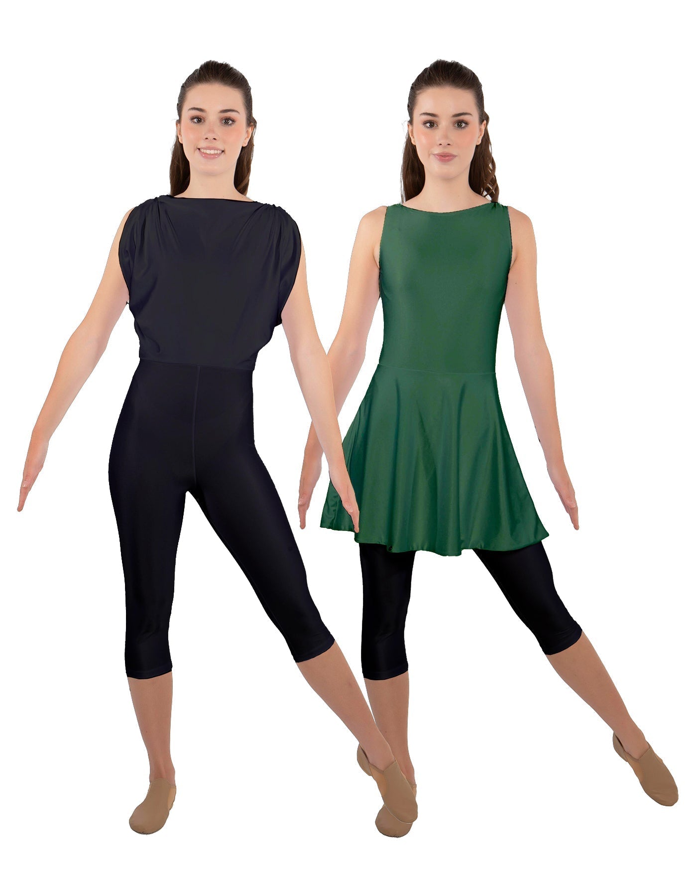 Solid Lycra Convertible Dress Tank Capri