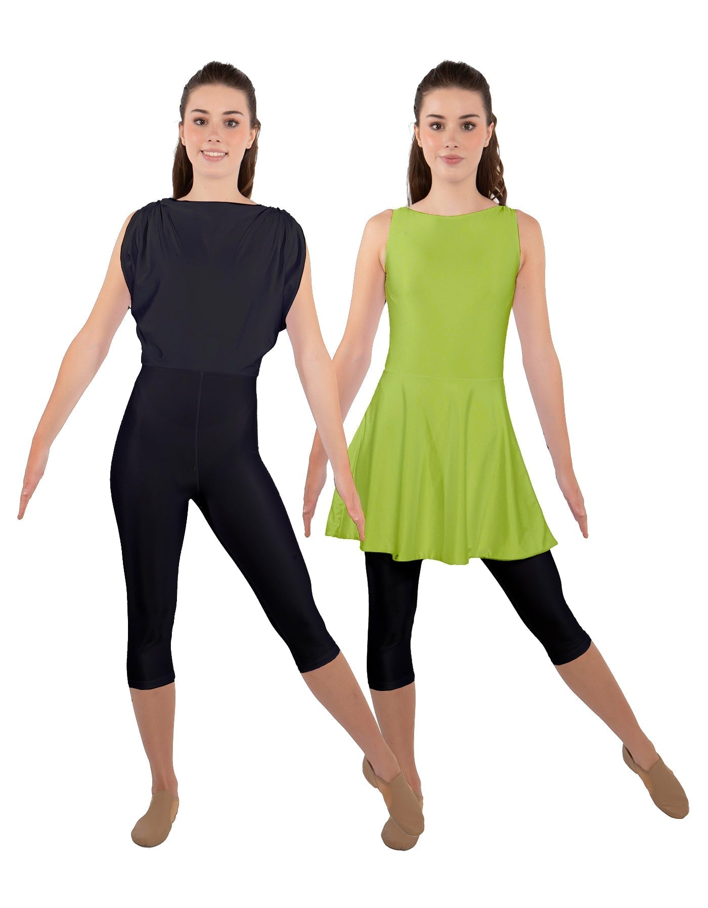 Solid Lycra Convertible Dress Tank Capri