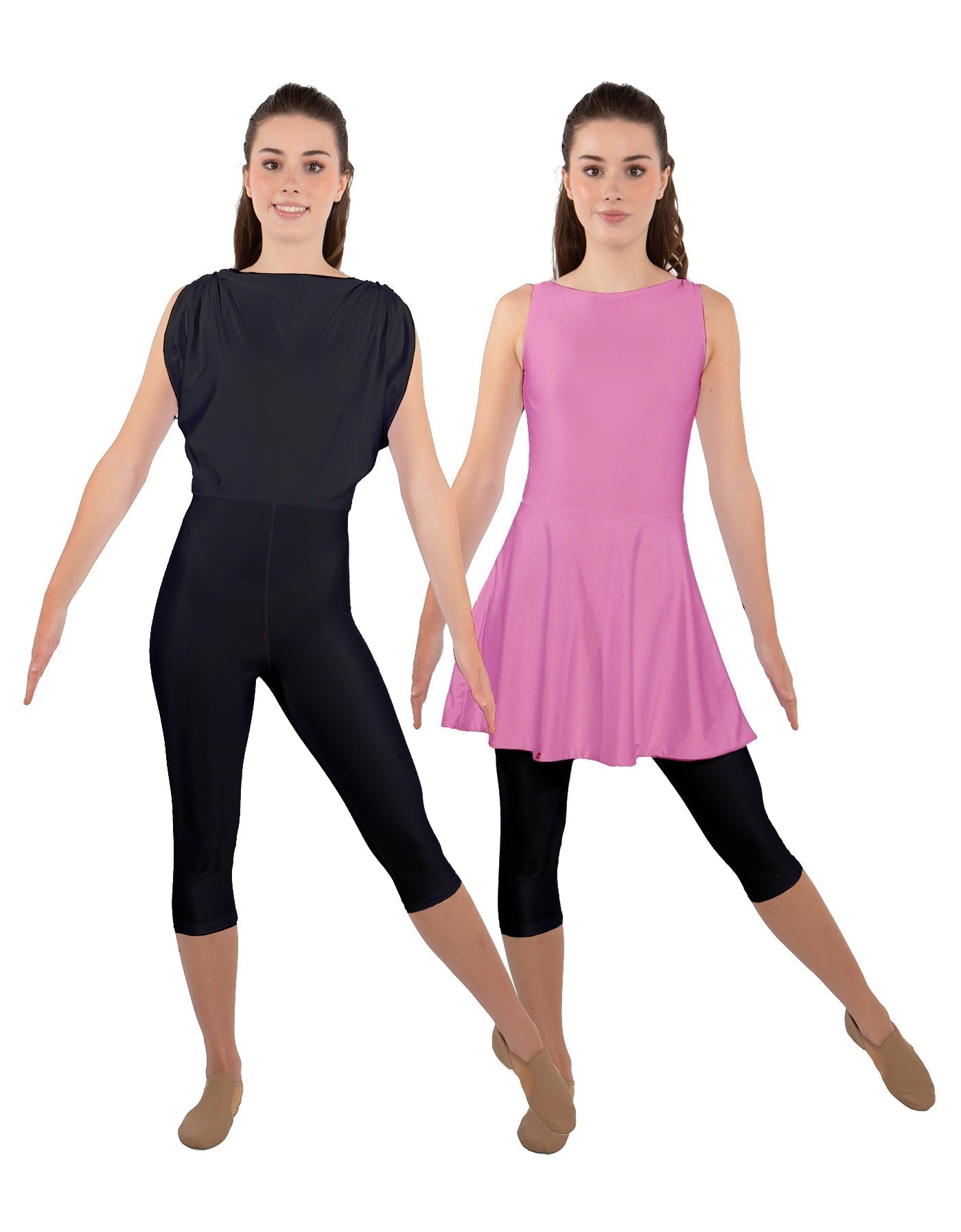 Solid Lycra Convertible Dress Tank Capri