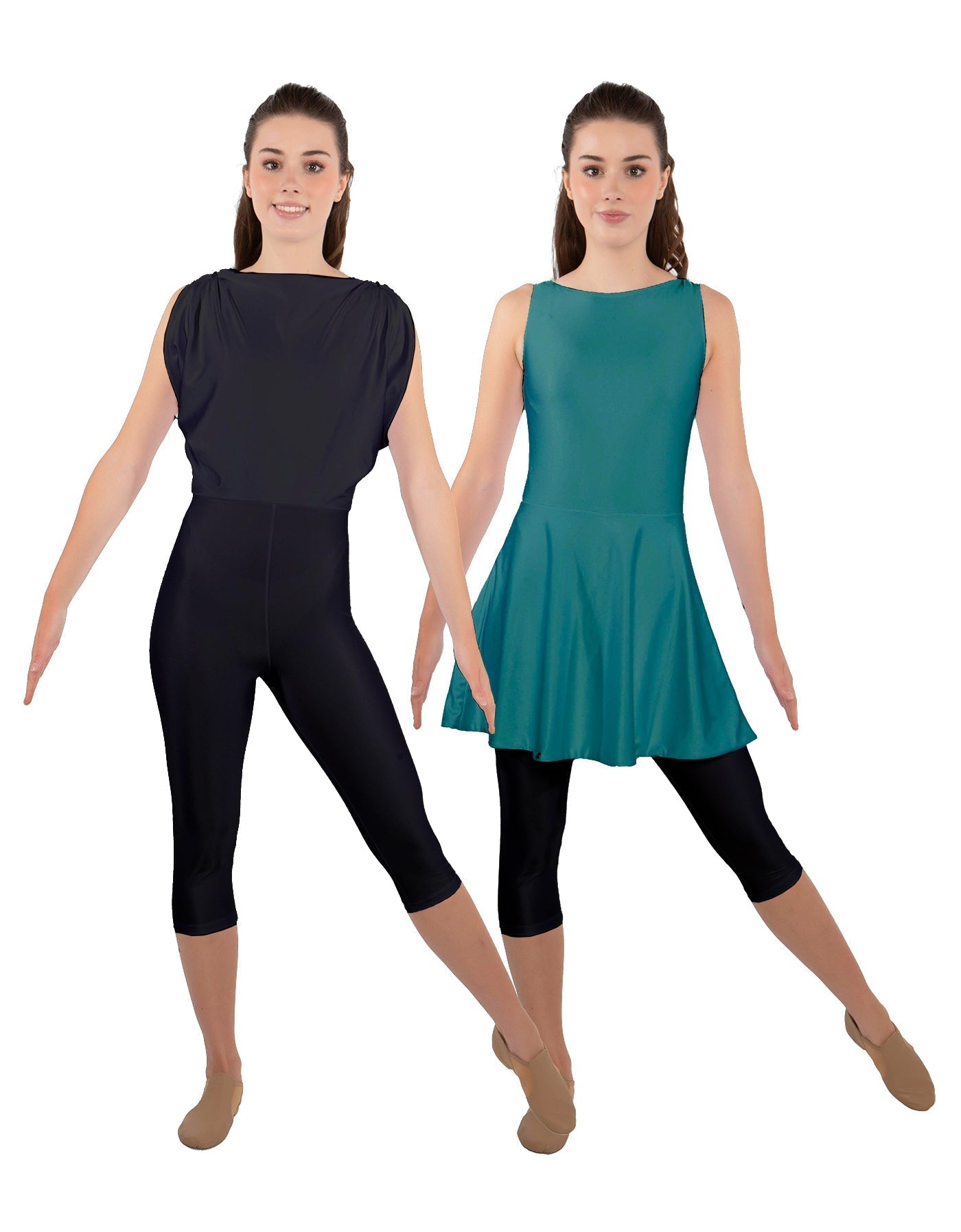 Solid Lycra Convertible Dress Tank Capri