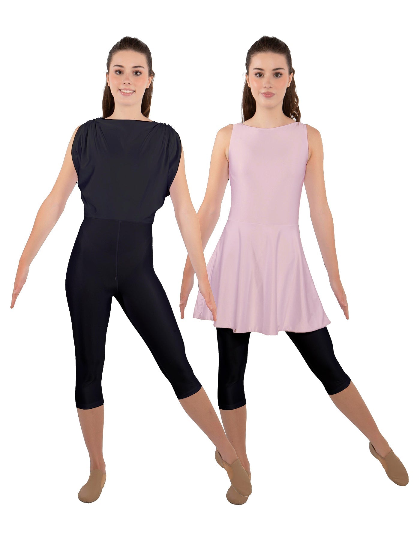 Solid Lycra Convertible Dress Tank Capri