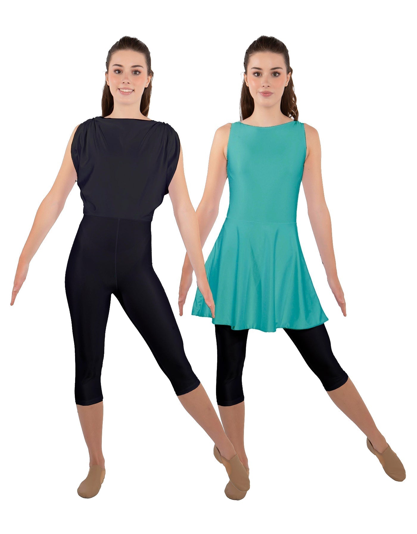 Solid Lycra Convertible Dress Tank Capri