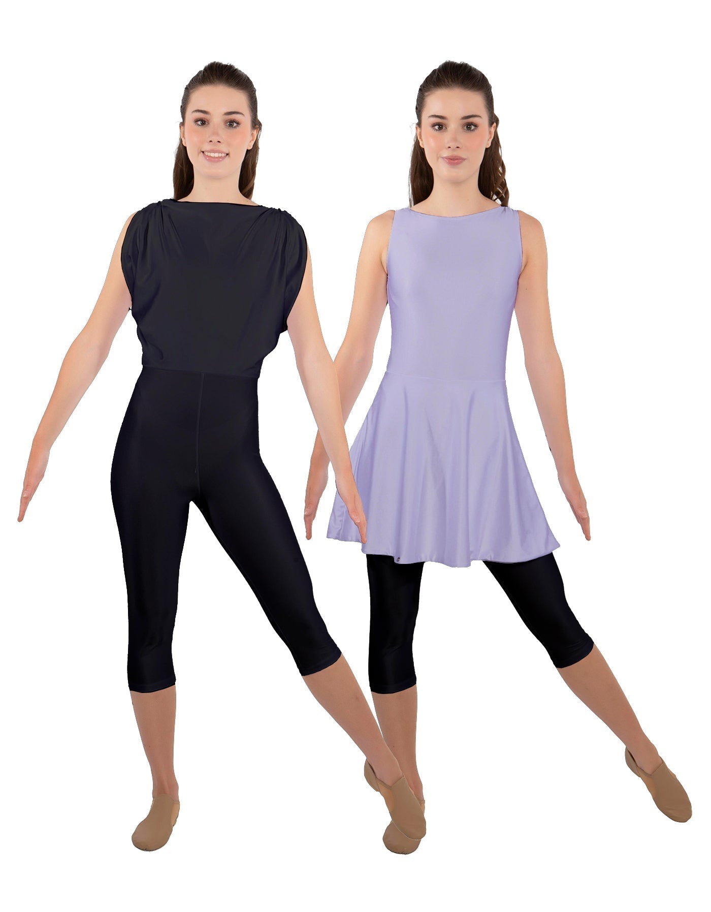 Solid Lycra Convertible Dress Tank Capri