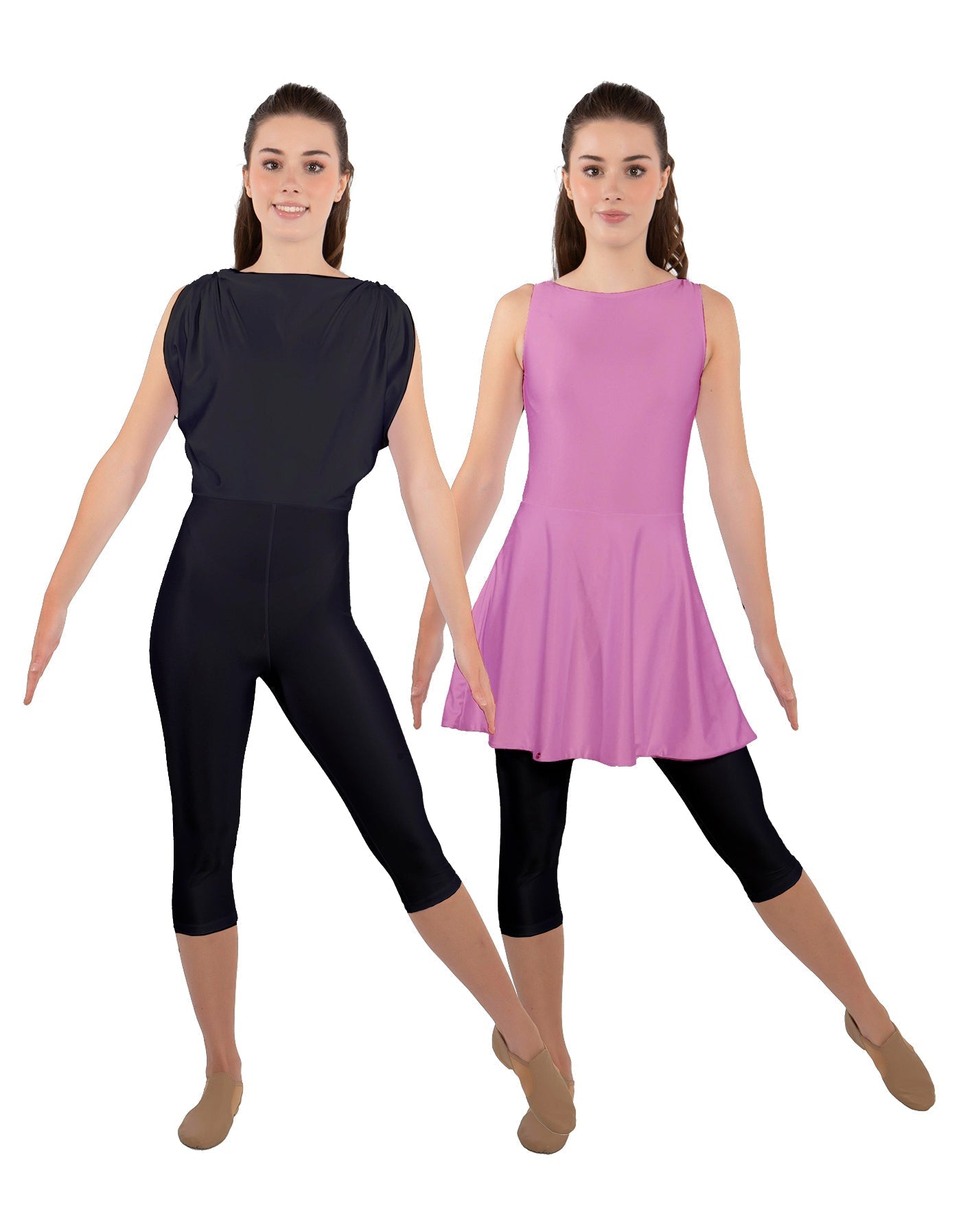 Solid Lycra Convertible Dress Tank Capri