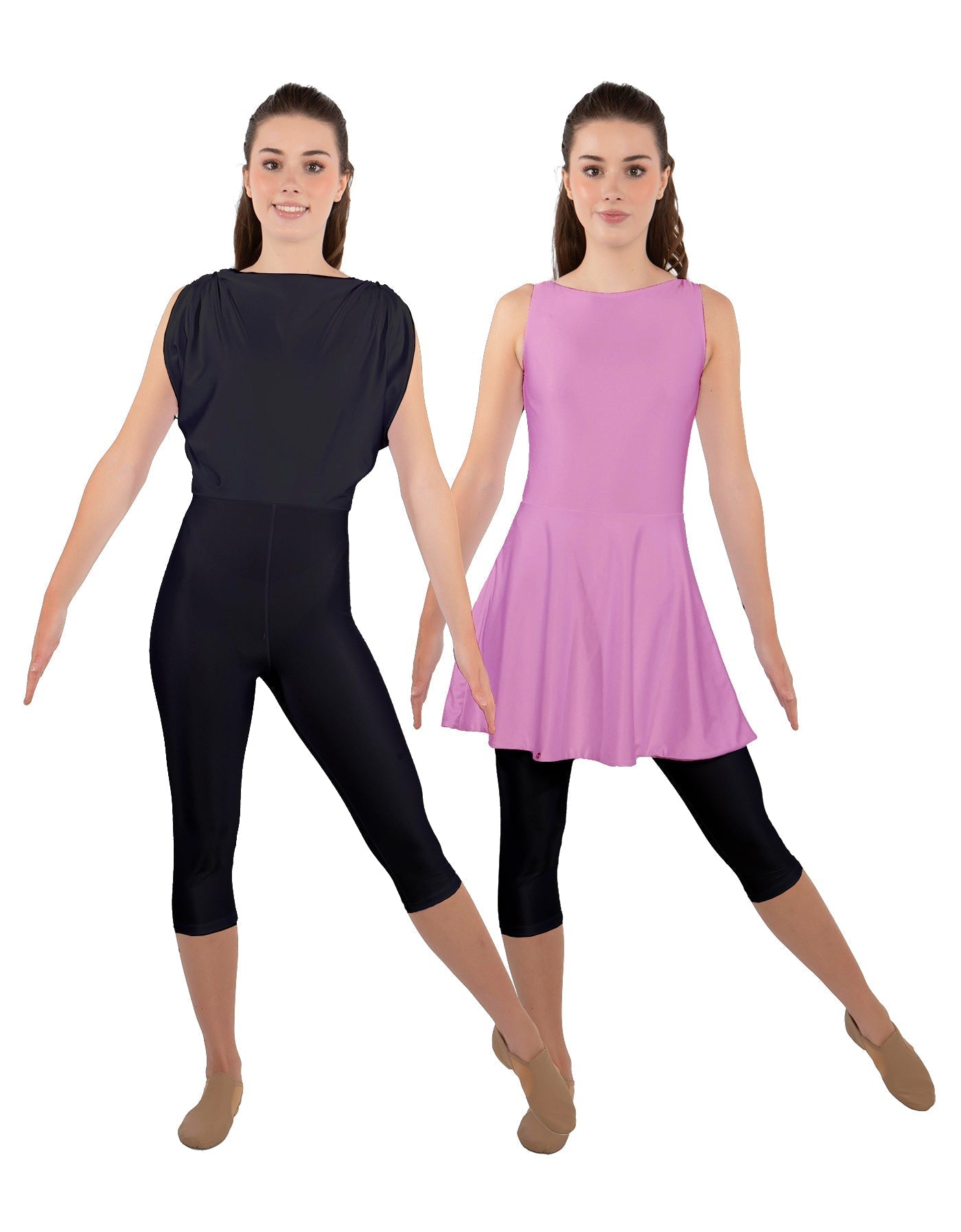 Solid Lycra Convertible Dress Tank Capri