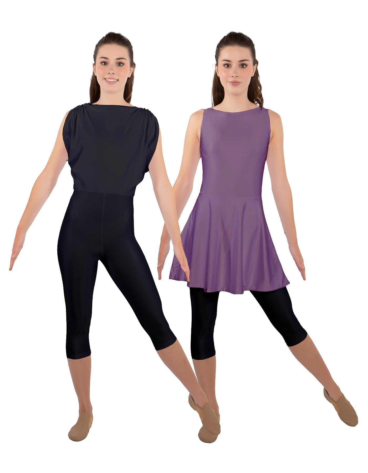 Solid Lycra Convertible Dress Tank Capri